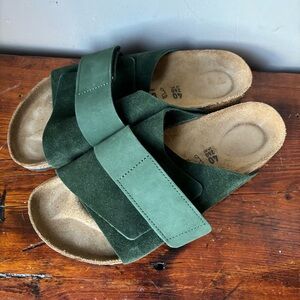 Birkenstock Kyoto Green nubuck suede slides size 40